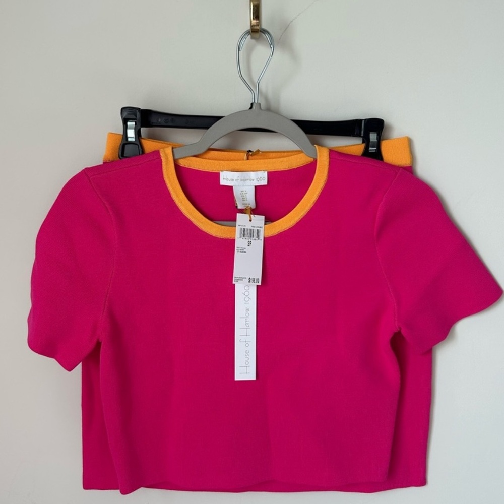 New HOUSE OF HARLOW 1960 PINK / Orange Skirt Set Outfit